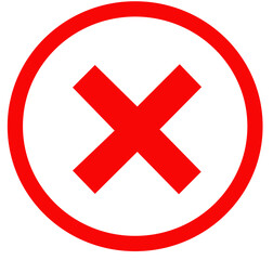red cross mark icon on white background