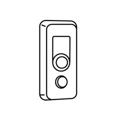 Door bell drawing. It is a black and white outline image of a door bell, a device or button used to alert occupants of a visitor. Vector sketch line art draw.