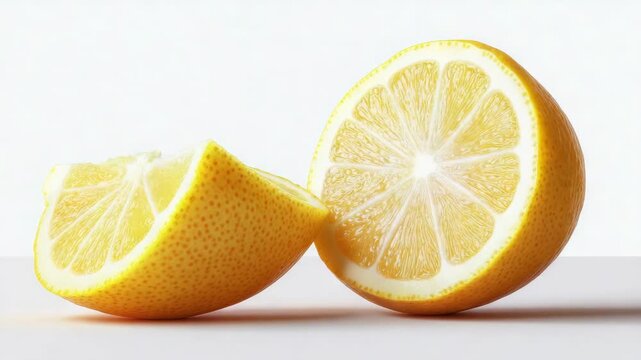 Two lemon halves fresh and ripe ready for use