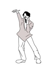 マイクを持って歌いながら踊るアーティスト