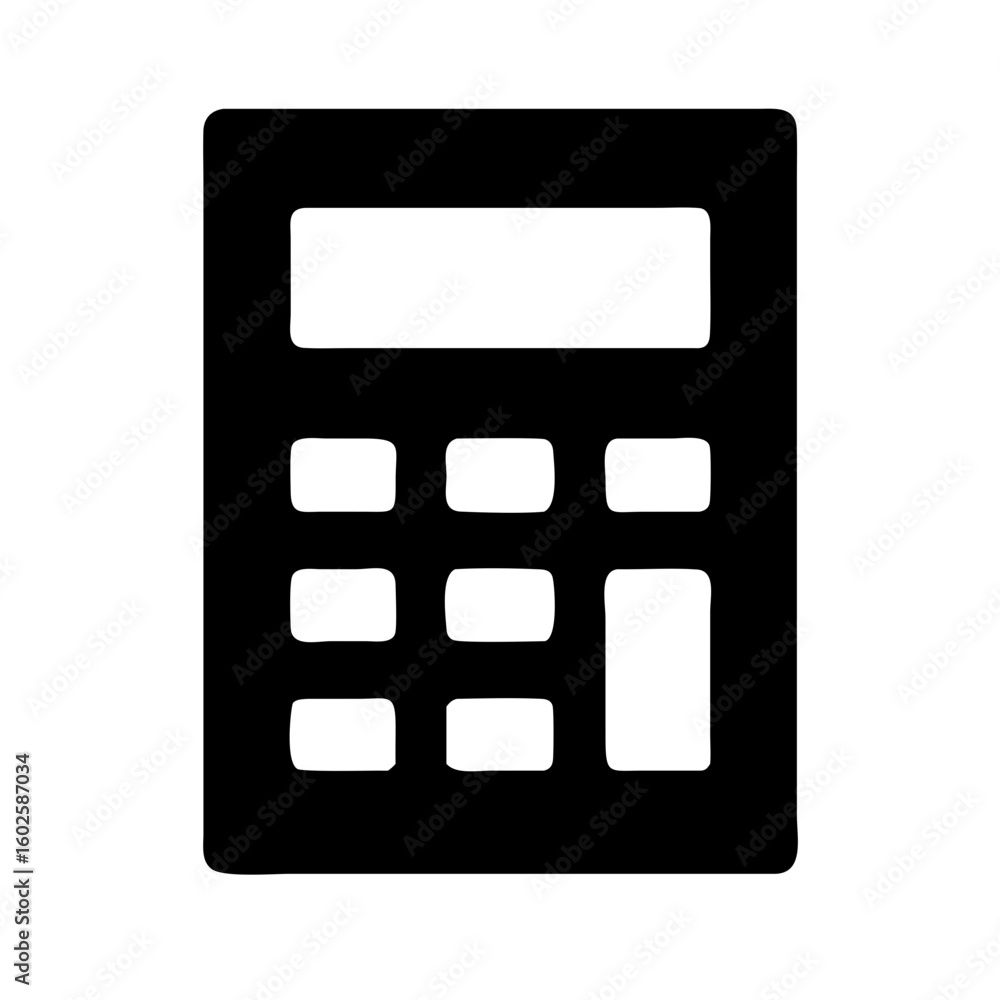 Poster simple calculator with numeric keypad and display screen. modern calculator for students, accountant