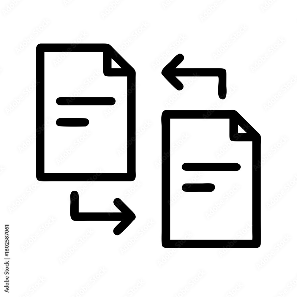 Poster two documents with arrows illustrate the process of file sharing and information exchange, showing d