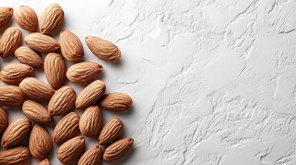 Fresh, shiny almonds against a white backdrop