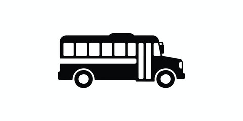 Black and white school bus icon transportation and education concept