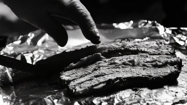 Hand-cut steaks being prepared in the kitchen.