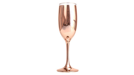A polished rose gold champagne flute with embedded subtle illumination, white background --ar 16:9