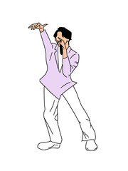 マイクを持って歌いながら踊るアーティスト