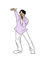 マイクを持って歌いながら踊るアーティスト　png