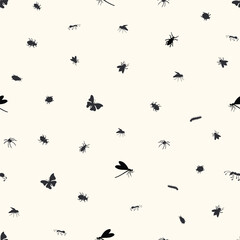 Soft Cream Background with Minimal Insect Silhouettes