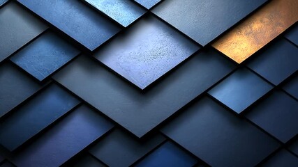 Abstract blue geometric background with golden accents, perfect for presentations - Powered by Adobe