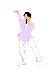 マイクを持って歌いながら踊るアーティスト　png