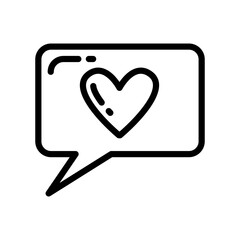 Speech bubble love icon thick line