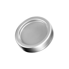 3D silver coin icon with a chrome metallic effect, isolated. Render of chrome coin, game token, digital currency icon or silver reward medal. 3D vector illustration
