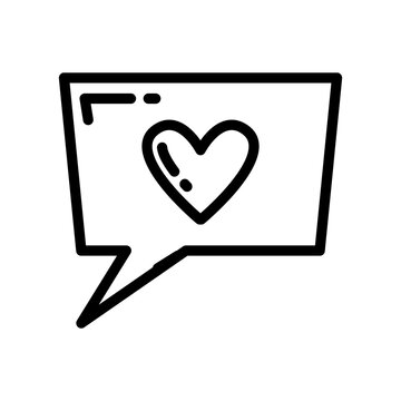 Rounded chat box love icon thick line