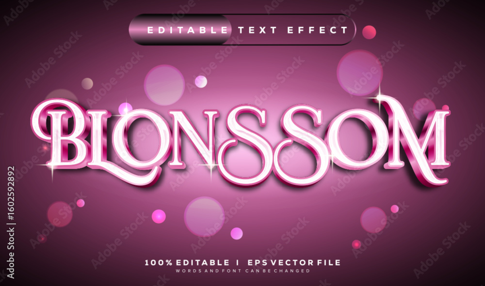 Poster blonssom vector text effect with modern style design