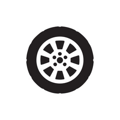 Obraz premium Car Wheel Silhouette Vector Icon, Automotive Tire and Rim Graphic Design, Vehicle Part Symbol Clip Art.