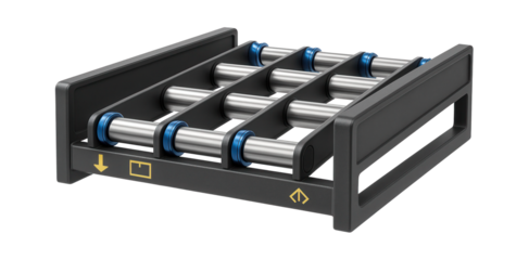 Pallet flow rack with roller tracks for FIFO inventory management in a food processing plant.