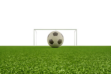 Soccer ball in stadium goal isolated on a transparent background football