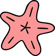 계절 여름 바다 불가사리 라인드로잉 아이콘(summer beach items line drawing icon)