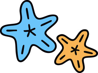 계절 여름 바다 불가사리 라인드로잉 아이콘(summer beach items line drawing icon)