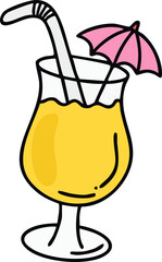계절 여름 바다 우산 음료수 주스 라인드로잉 아이콘(summer beach items line drawing icon)