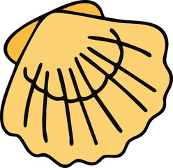 계절 여름 바다 조개 라인드로잉 아이콘(summer beach items line drawing icon)