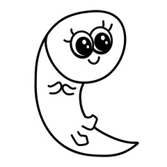 happy funny tadpole or leech clapping hands, black outline