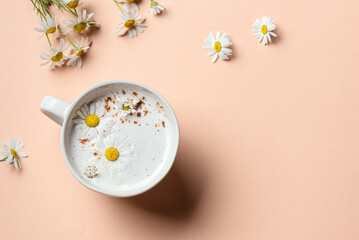 Chamomile moon milk, chamomile tea latte