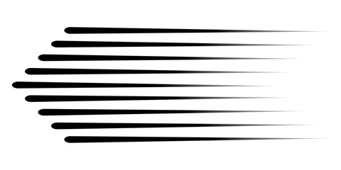 Speed line anime fast effect, manga horizontal motion strips. Comic quick halftone movement. Abstract gradient. 