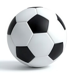 Fototapeta premium Classic soccer ball 3D isolated on clean white background. Traditional black pentagon pattern football