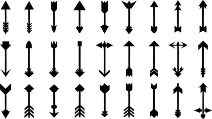 Diverse Arrow Icon Collection Black and White Graphic Design Elements Arrows