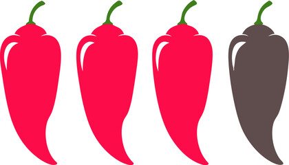 Three vibrant red chili peppers Vector Design