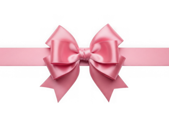 Elegant pink bow ribbon decoration element isolated on transparent background