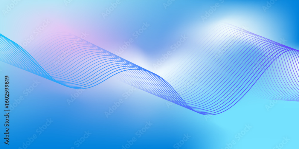Poster abstract blue gradient background with shining lines waves. minimalist background for banner, poster