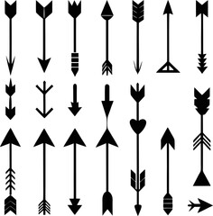 Collection of Black Arrows Pointing in Various Directions on White Background Vector Graphic Resource