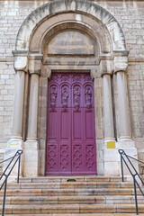 Stairway Entrance Purple Door Arch Way to Church in Cannes France