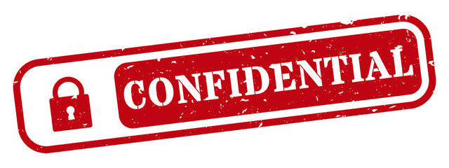 Confidential icon red rubber stamp rectangle grunge texture