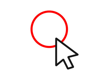 先端に赤い丸がついているマウスポインタのイラスト