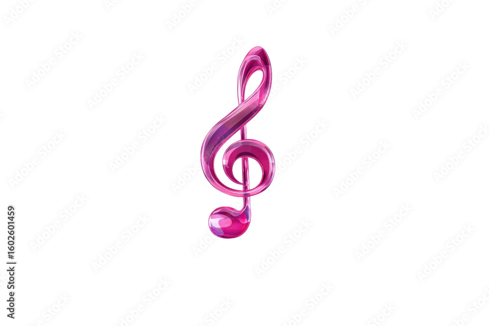 Poster glossy pink g clef music symbol on a transparent background suitable for isolate and use on