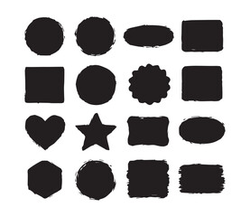 Grunge Badge Silhouettes . Brush Style Shapes Collection
