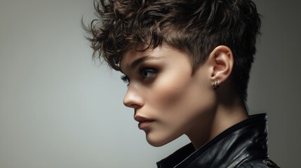 Obraz premium Modernized Androgynous Pixie for Thick Hair for woman.