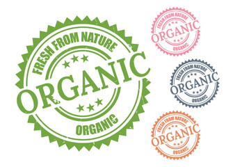 Fresh From Nature Organic Label Pack, Rustic Rubber Stamp Design Vectors  