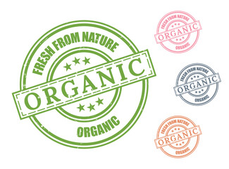 Fresh From Nature Organic Product Stamp Set, Grunge Rubber Labels for Natural Goods  