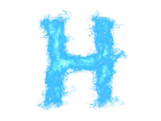 Blue, smoky letter H isolated on white background