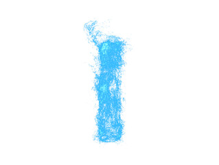 letter I blue energy beam effect on white background