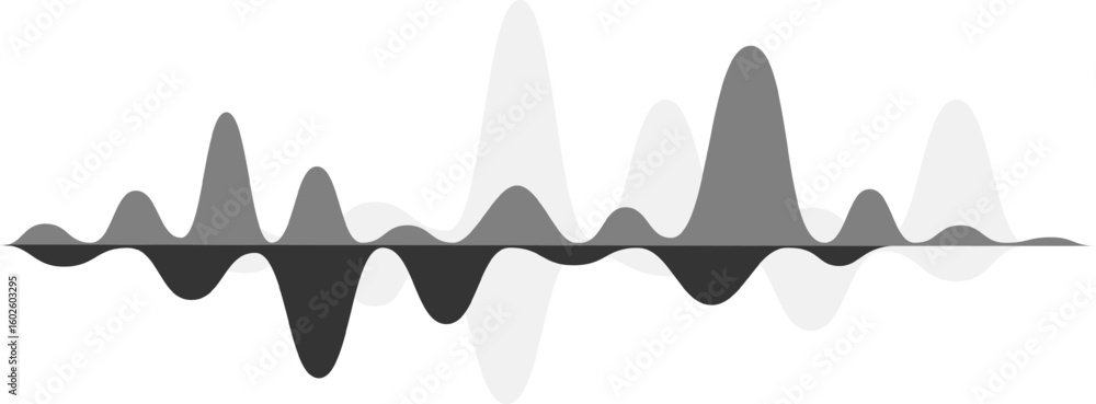 Poster sound wave oscillating, creating a dynamic visual representation of audio frequencies, ideal for mus