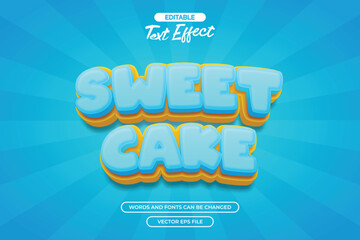 Sweet cake editable text effect with 3d cartoon text style