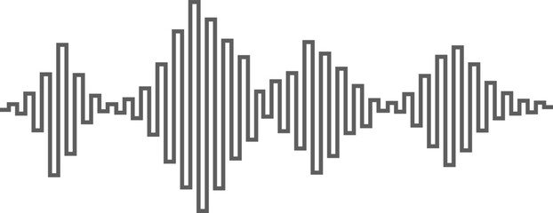 Gray digital audio waveform fluctuating on white background, representing sound or music playing, perfect for music or technology related projects