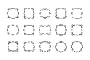 Decorative Frames with Curved Edges Vector Illustration on White Background