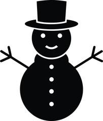 Happy snowman silhouette vector illustration winter holiday